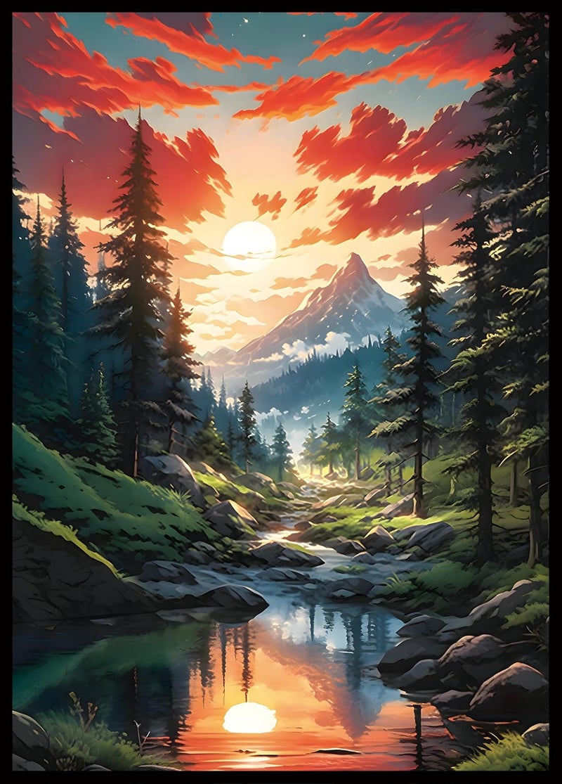 Kiiransr MTG Card Sleeves - Taiga(Red Green) - Fantasy Dual Lands Series - Ultra Clear Front & Matte Finish Back, 100 Count Standard Size TCG Art Sleeves for Magic The Gathering - Image 1